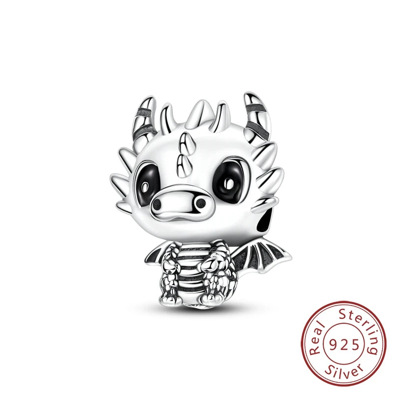 Original 925 Sterling Silver Charms – Mushroom, Unicorn, Wings & Pearl Beads for Women