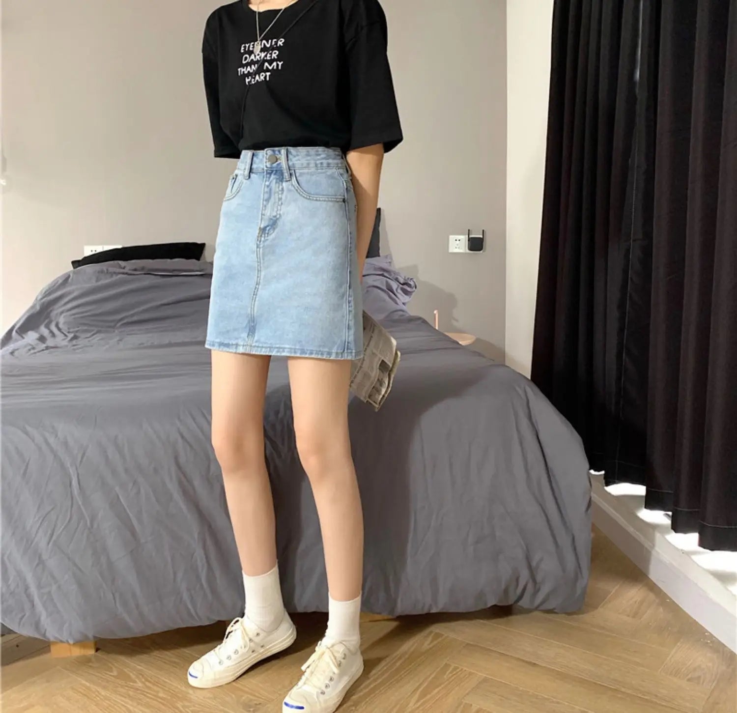 Women’s High Waist A-Line Denim Skirt | Slimming Bodycon Short Skirt Korean Style 2025