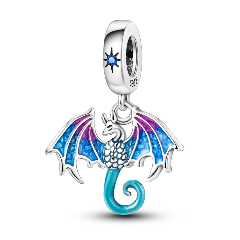 925 Sterling Silver Colorful Luminous Charms | Shell Turtle Star Beads