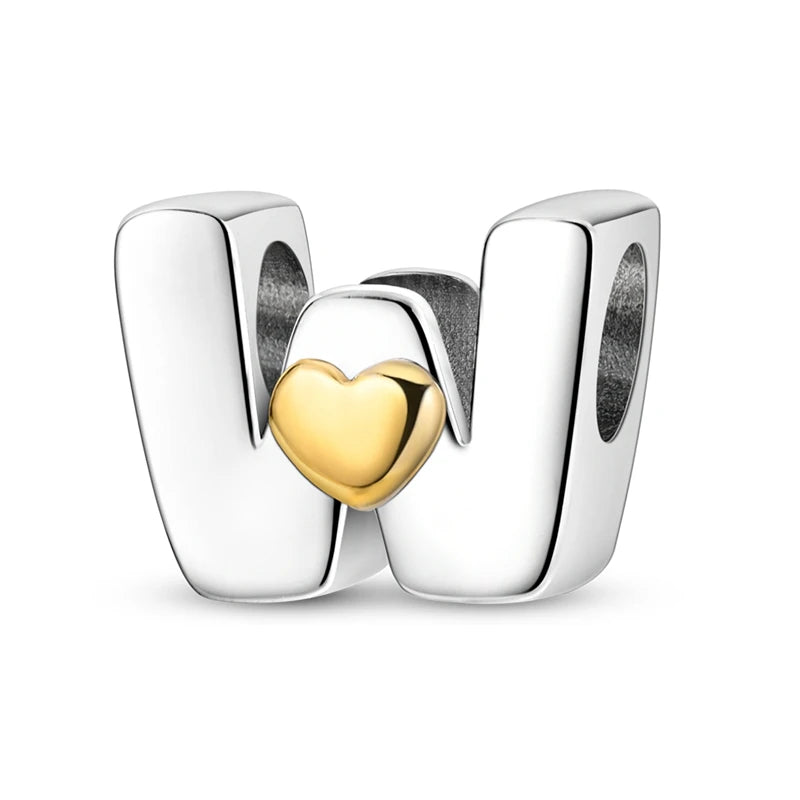 925 Sterling Silver Alphabet Letter A–Z Charm Beads | English Initial Pendant for Original Bracelet DIY Jewelry Making