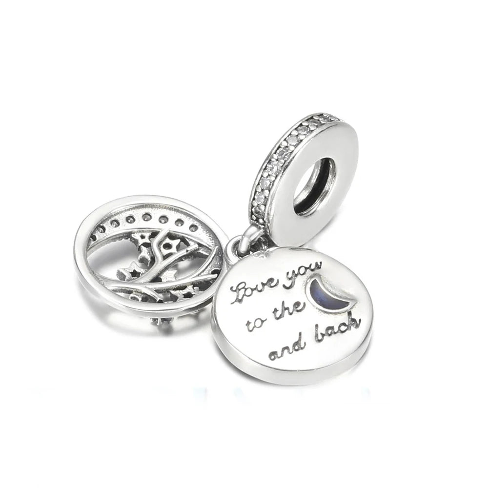 925 Sterling Silver Blue Planet & Dolphin Galaxy Dangle Charm | Women’s Bracelet DIY Jewelry