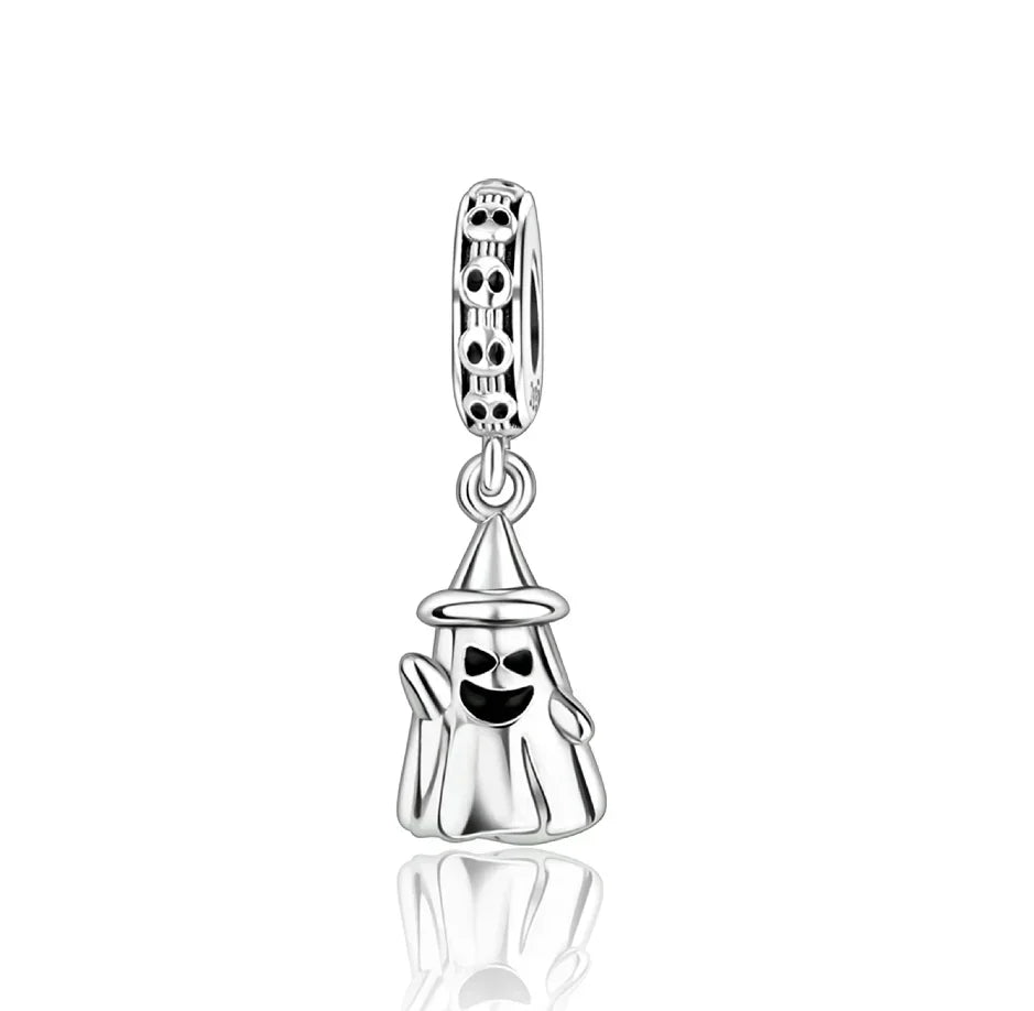 Original 925 Sterling Silver Halloween Charms | Pumpkin, Skull, Witch & Ghost Beads for Earrings, Pendants, Bracelets & Necklaces