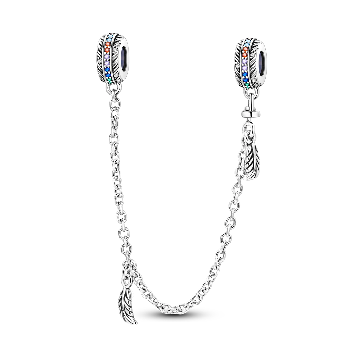 925 Sterling Silver Star Moon Safety Chain Charm | Pandora Fit Jewelry