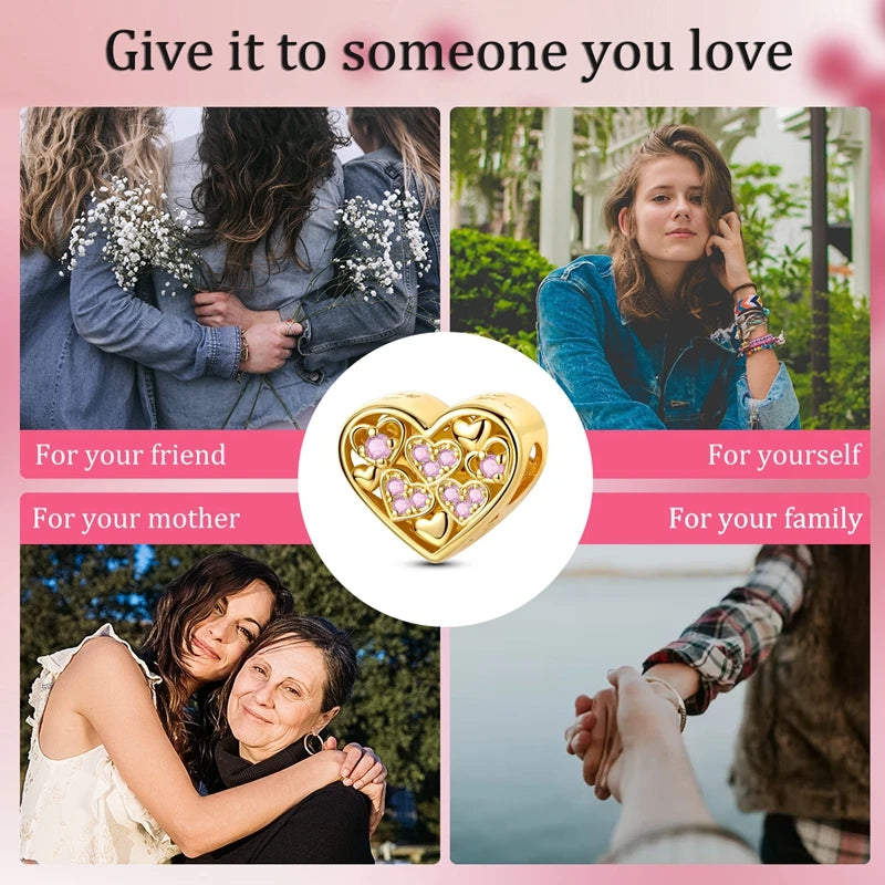 925 Sterling Silver Golden Charms Bow Cross Earth Passport Dangle | Fits Original Bracelet DIY Jewelry Gift for Women