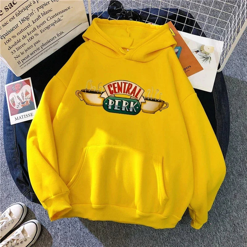 Friends TV Show Hoodie for Women – Funny Cartoon Graphic Ullzang Vintage Anime Sweatshirt 90s
