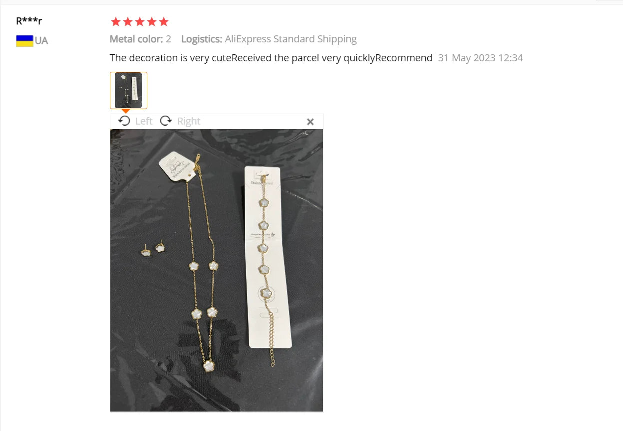 Stainless Steel Leaf Flower Jewelry Set | Non-Fading Minimalist Pendant Necklace, Earrings & Bracelet – Women’s Fashion Set