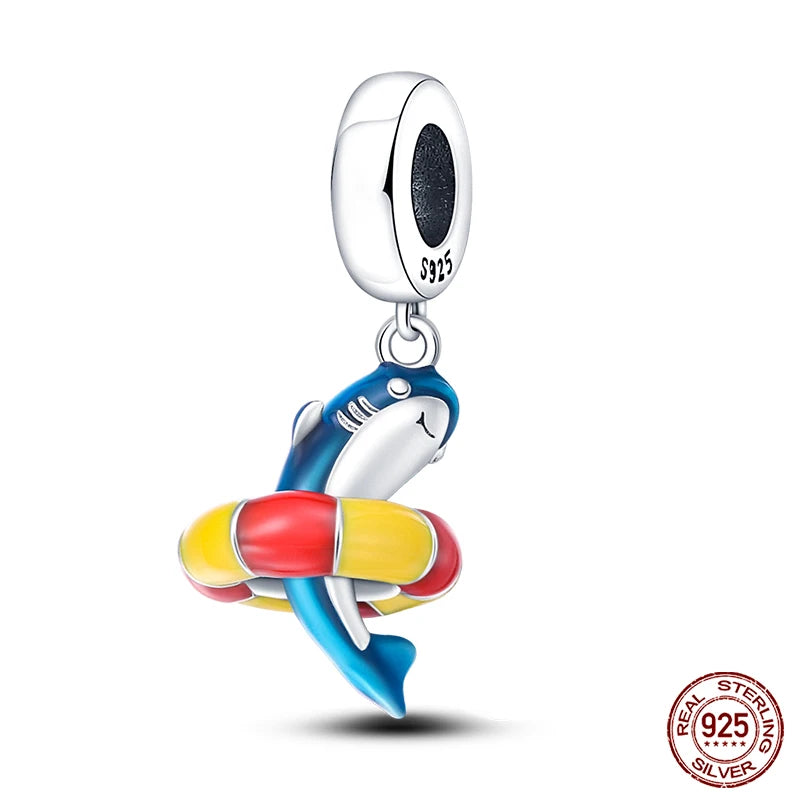 Blue Ocean Series 925 Sterling Silver Turtle Crab Mermaid Charms for 3mm Bracelet