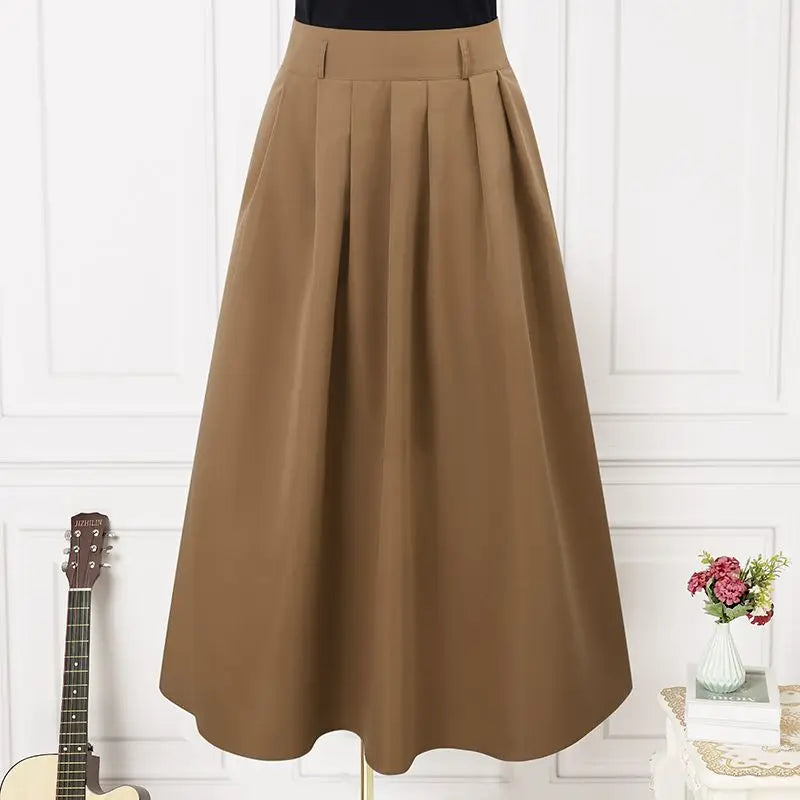 ZANZEA Women High Waist Pleated Swing Skirt – Vintage Korean Style Long Solid Skirt for Spring 2024