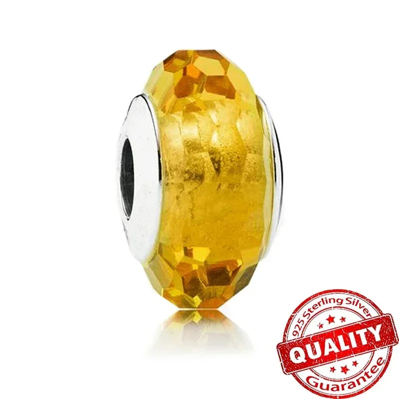 925 Sterling Silver Murano Glass Galaxy & Clover Heart Beads | Fit Pandora Bracelet DIY Jewelry Gift for Mum