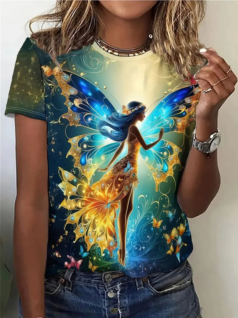 Summer Fairy Tale Princess Elf 3D Print Women’s T-Shirt – Harajuku Y2K Casual O-Neck Tee 👕✨