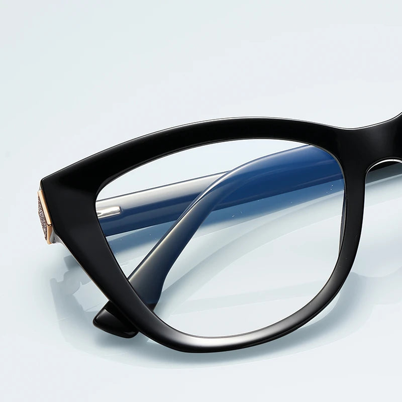 Fashion Women Myopia Glasses – Big Frame TR90 Anti-Blue Light Luxury Cat Eye | Custom Prescription Eyewear 0 to -6.0