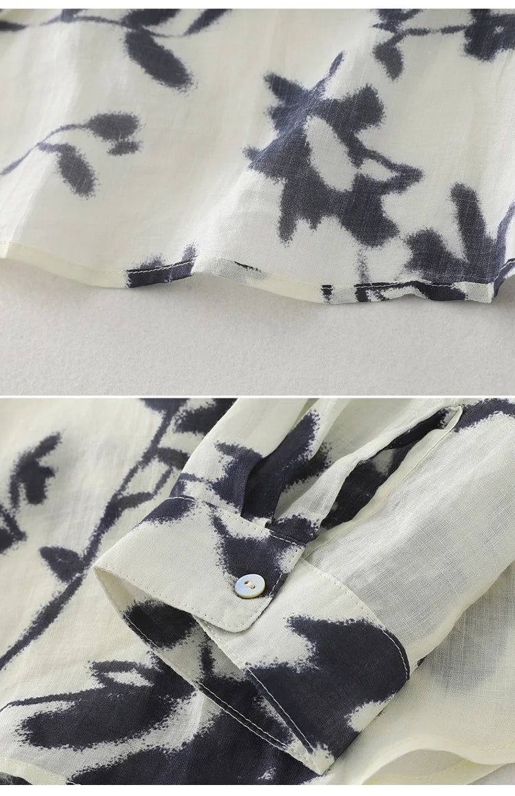 THHONE Spring Elegant Women’s Blouse 2025 | Single-Breasted Loose Print Vintage Shirt | Casual Women’s Top