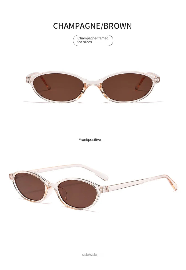 Retro Oval Frame Sunglasses – Fashion Personalized Trendy Small Frame Punk Cat Eye Sunshade Sun Protection Glasses