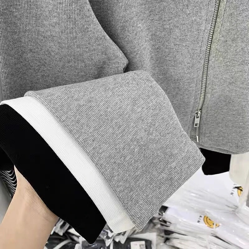 ✨ Design Sensation Women’s Short Knitted Hat & Double Zipper Cardigan 🧶 Pure Color Korean Style Long Sleeve Spring Autumn Fashion