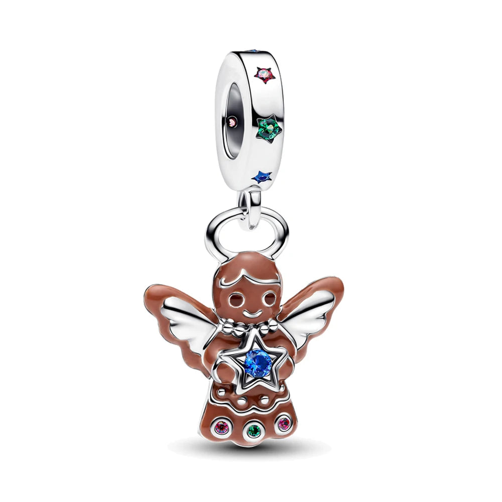 Sparkling Christmas Butterfly Bell Moon Charms | 925 Silver Beads Fit Original Pan Bracelet | DIY Women Jewelry New Year Gift