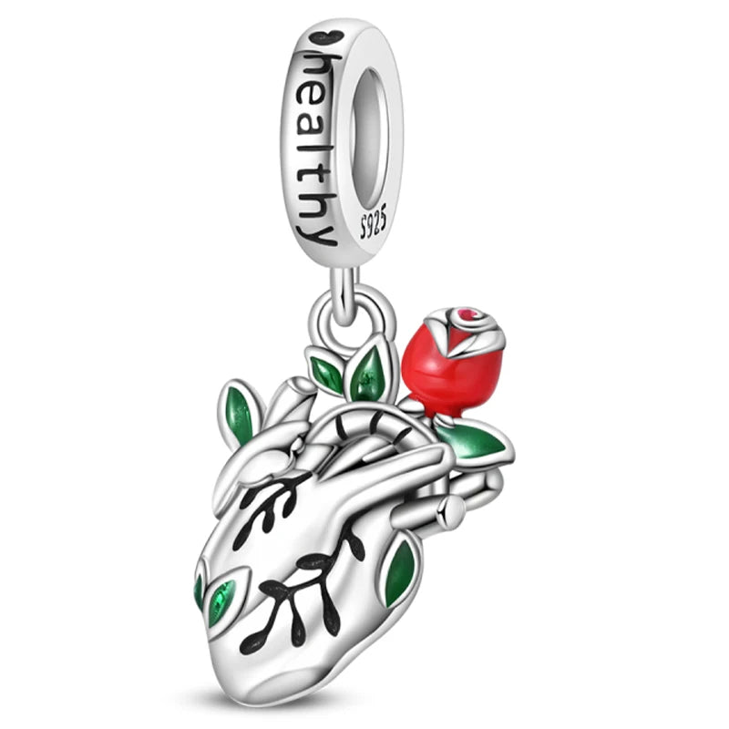 Original 925 Sterling Silver Luminous Lantern & Magic Cat Charm Bead | Glowing Angel Jungle Pendant for Bracelet Jewelry