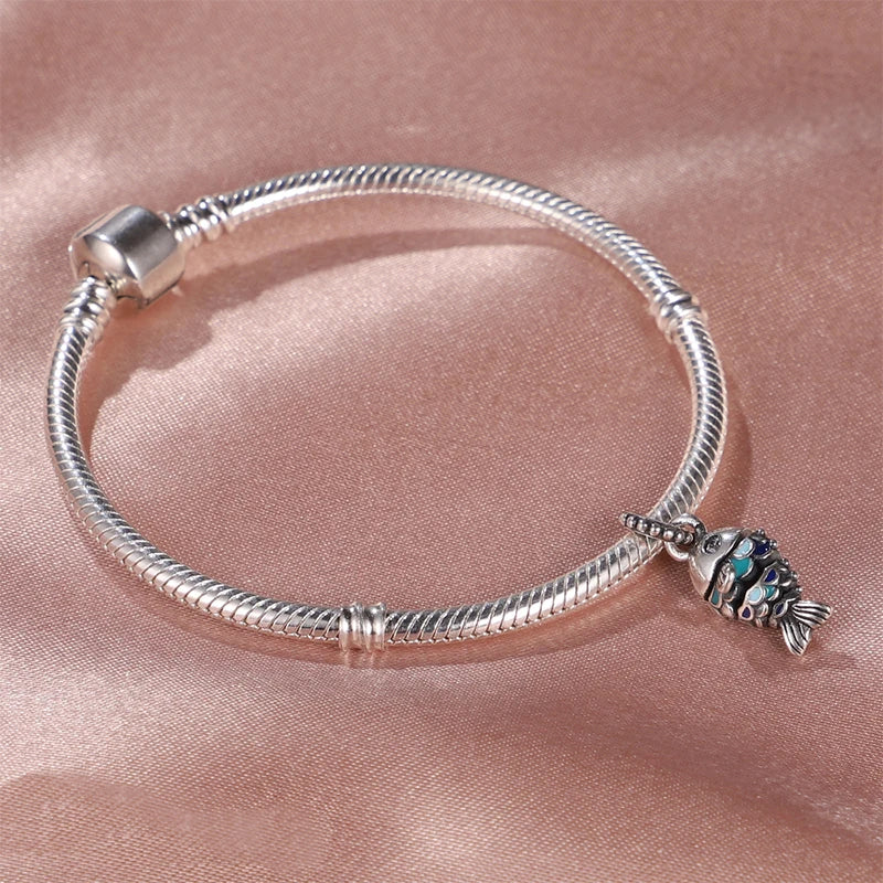 Blue Ocean Series 925 Sterling Silver Turtle Crab Mermaid Charms for 3mm Bracelet