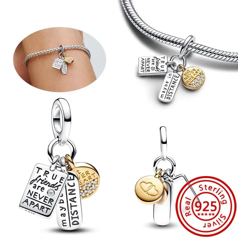 New 925 Sterling Silver Forever Always Love Murano Glass Beads | Sparkling Lucky Charms for Original Pantaro Bracelets DIY Jewelry