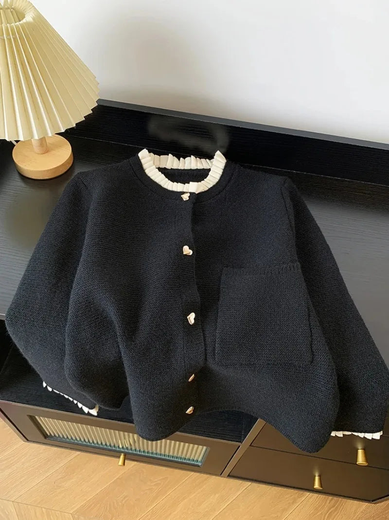 Love Button Knitted Cardigan – Lazy Style Sweet Fashion Sweater Jacket for Women | 2024 Autumn New