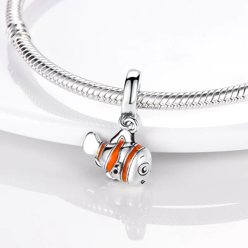 925 Sterling Silver Colorful Charms – Rose, Crown, Rainbow & Heart Dangle Beads Fit Pandora Bracelet & Necklace