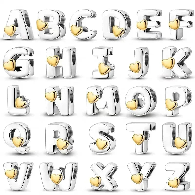 925 Sterling Silver A–Z Letter Charms | Alphabet Beads for Pandora