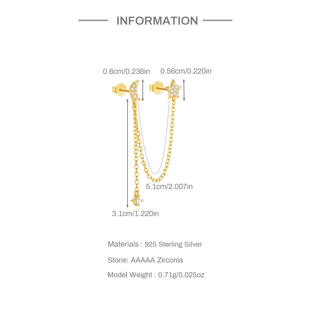 CANNER 925 Sterling Silver Horse Eye Tassel Zircon Drop Earrings – Minimalist Geometric Jewelry for Women