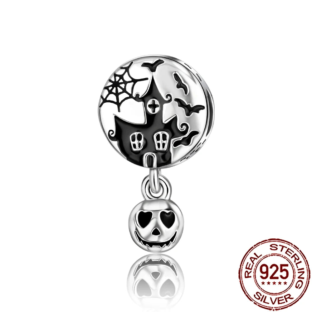 Gothic 925 Sterling Silver Grim Reaper Skull Charm Bead Fit Pandora Bracelet