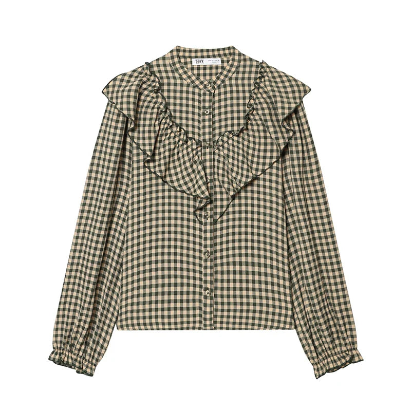 Tidalyf 2026 Women’s Retro Laminated Plaid Shirt – Youth Chic Street Casual Holiday Top 👚✨