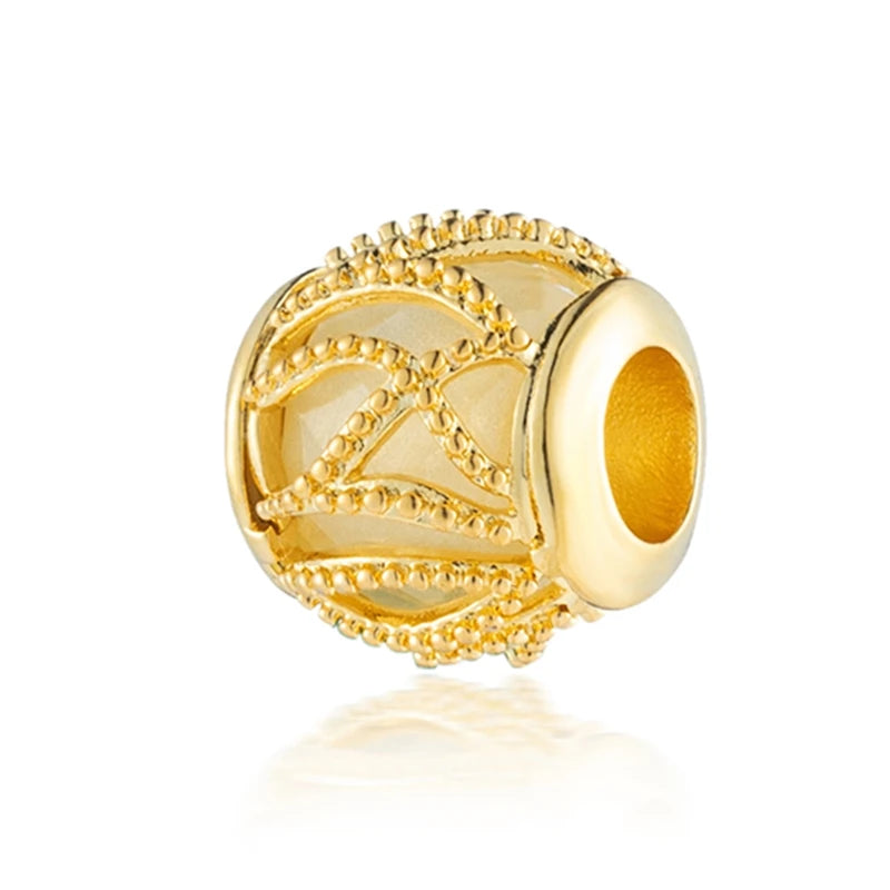 Sparkling Gold Plated Heart & Flower Clip Dangle Charm Beads | Fits Original Snake Bracelet & Necklace | DIY Jewelry Gift for Women