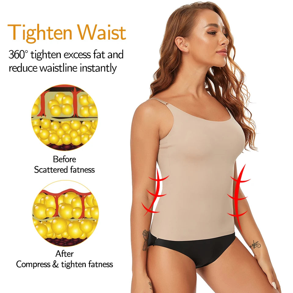 Seamless Shapewear Tank Top Camisole – Women’s Tummy Control Smooth Compression Vest in Nude & Black