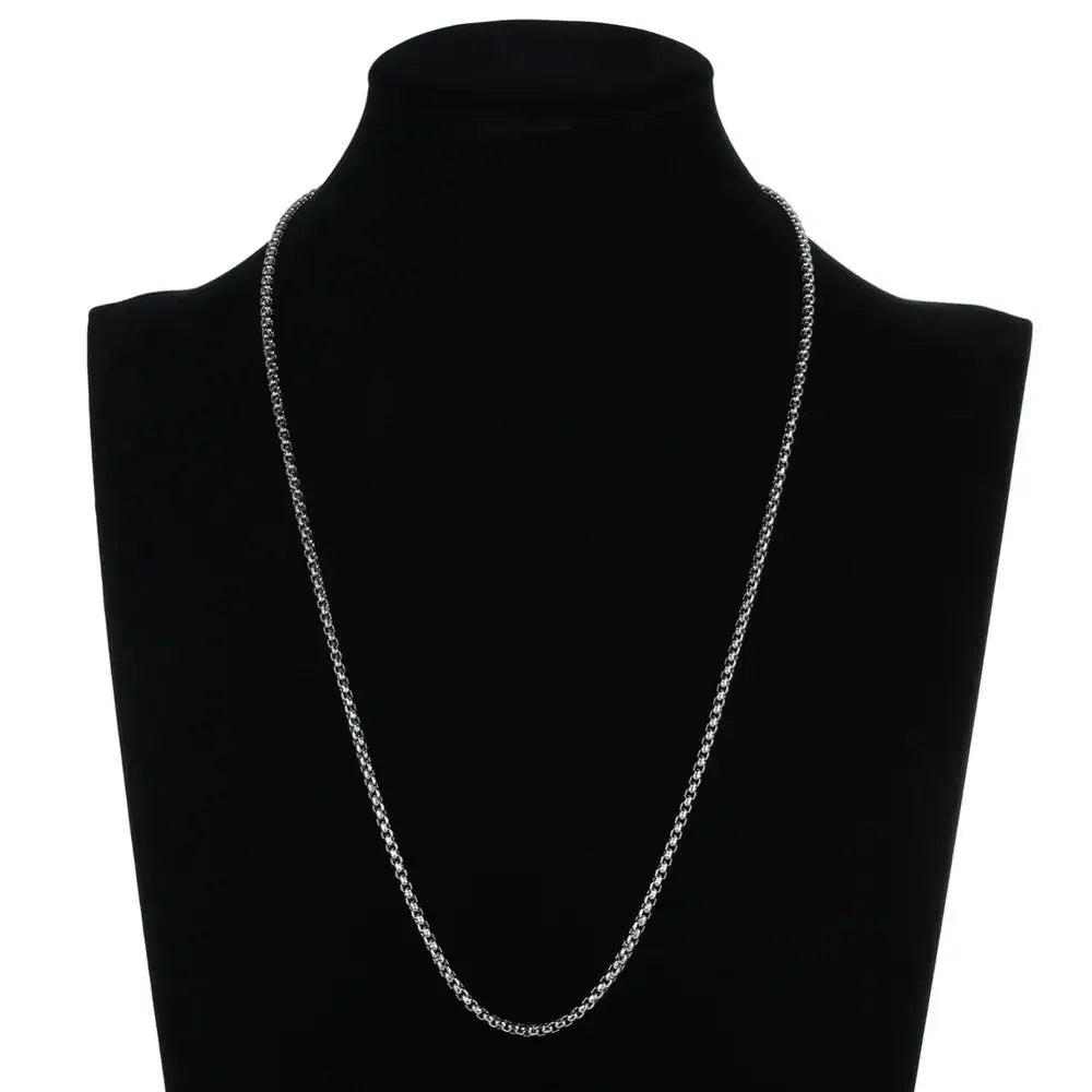 925 Sterling Silver 4MM Round Box Chain Necklace 18-24 Inch – Unisex Hip Hop Fashion Jewelry for Men & Women