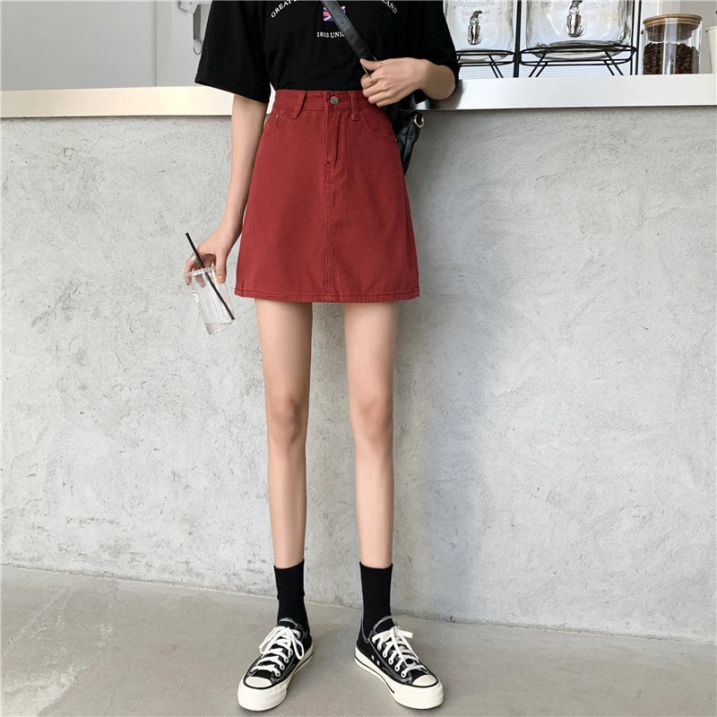 Women’s High Waist A-Line Denim Skirt | Slimming Bodycon Short Skirt Korean Style 2025