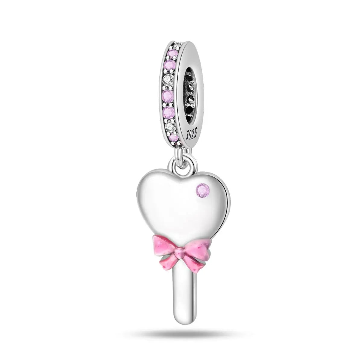 925 Silver Plated Magic Mirror Princess Angel Pink Charm Beads | Fits Original Pan 925 Bracelet | Exquisite DIY Jewelry