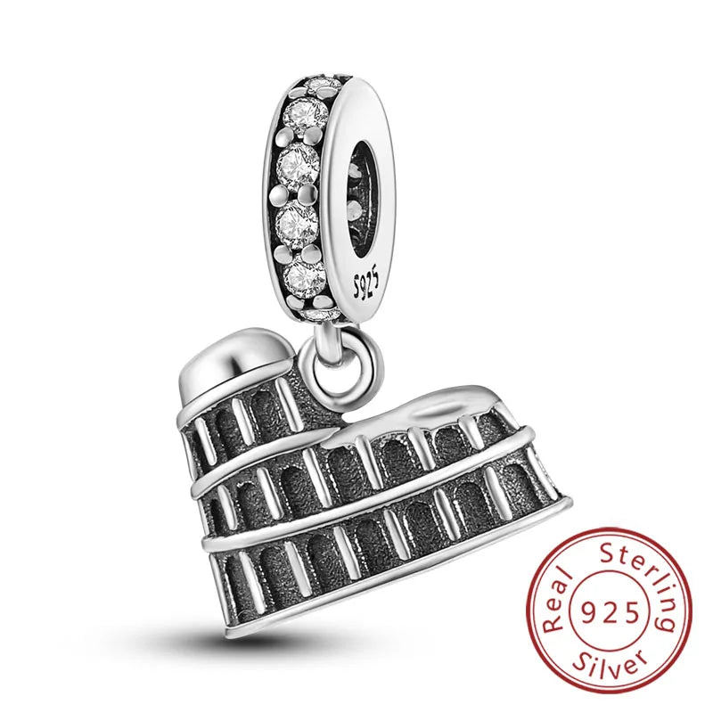 Original 925 Sterling Silver Paris Tower & Travel Charms – DIY Bracelet & Pendant Jewelry