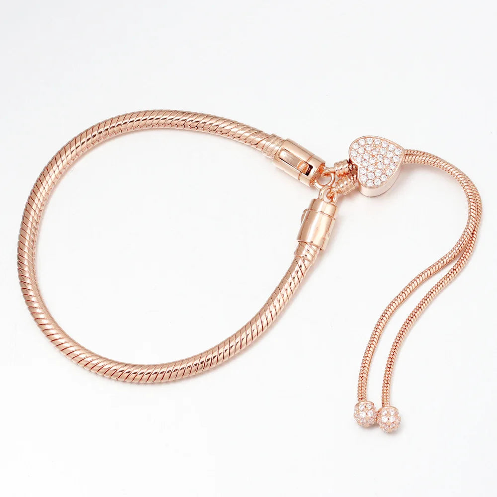 Charming 925 Sterling Silver Tennis Bracelet | DIY Bead Fashion Jewelry Gift