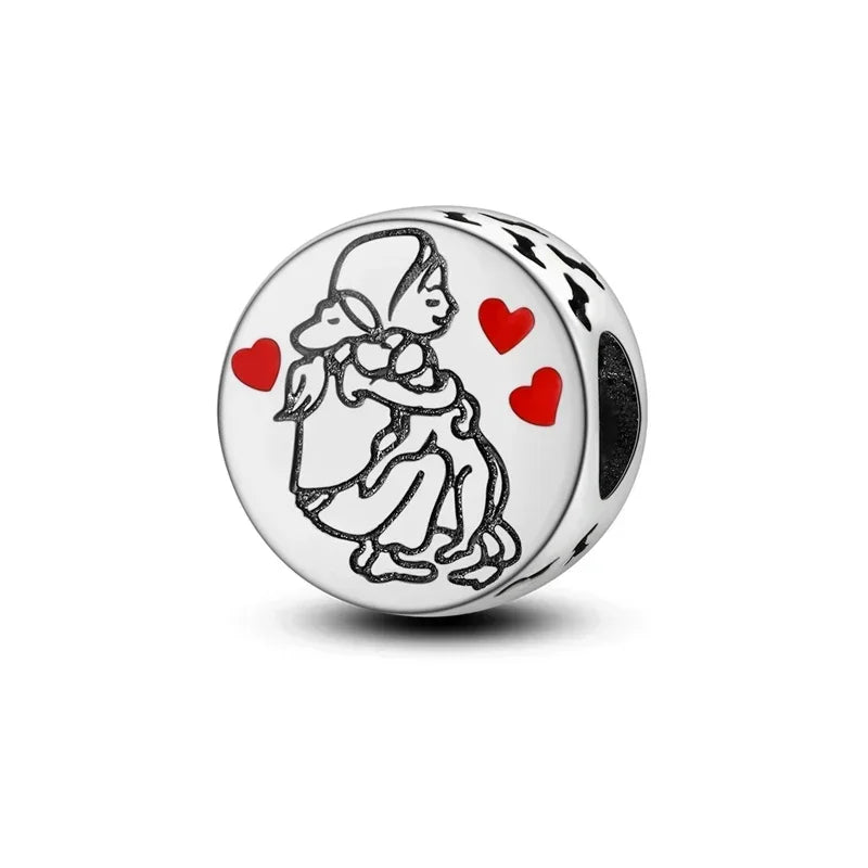 925 Sterling Silver Heart Shaped Warm Family Charm Beads Butterfly Flower Pendant