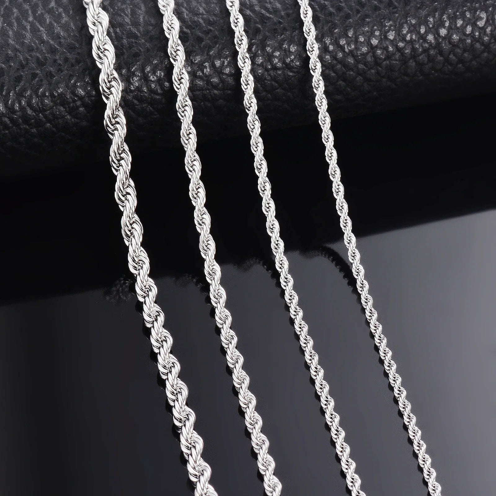 925 Sterling Silver Rope Chain Necklace/Bracelet for Men & Women – 2mm/3mm/4mm Fashion Jewelry