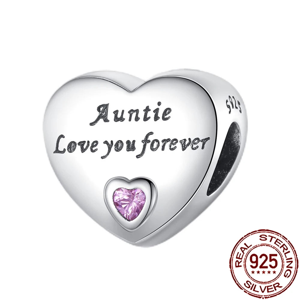 2025 New 925 Sterling Silver Heart Charm Sister Mother Daughter Beads Fit Pandora Bracelet