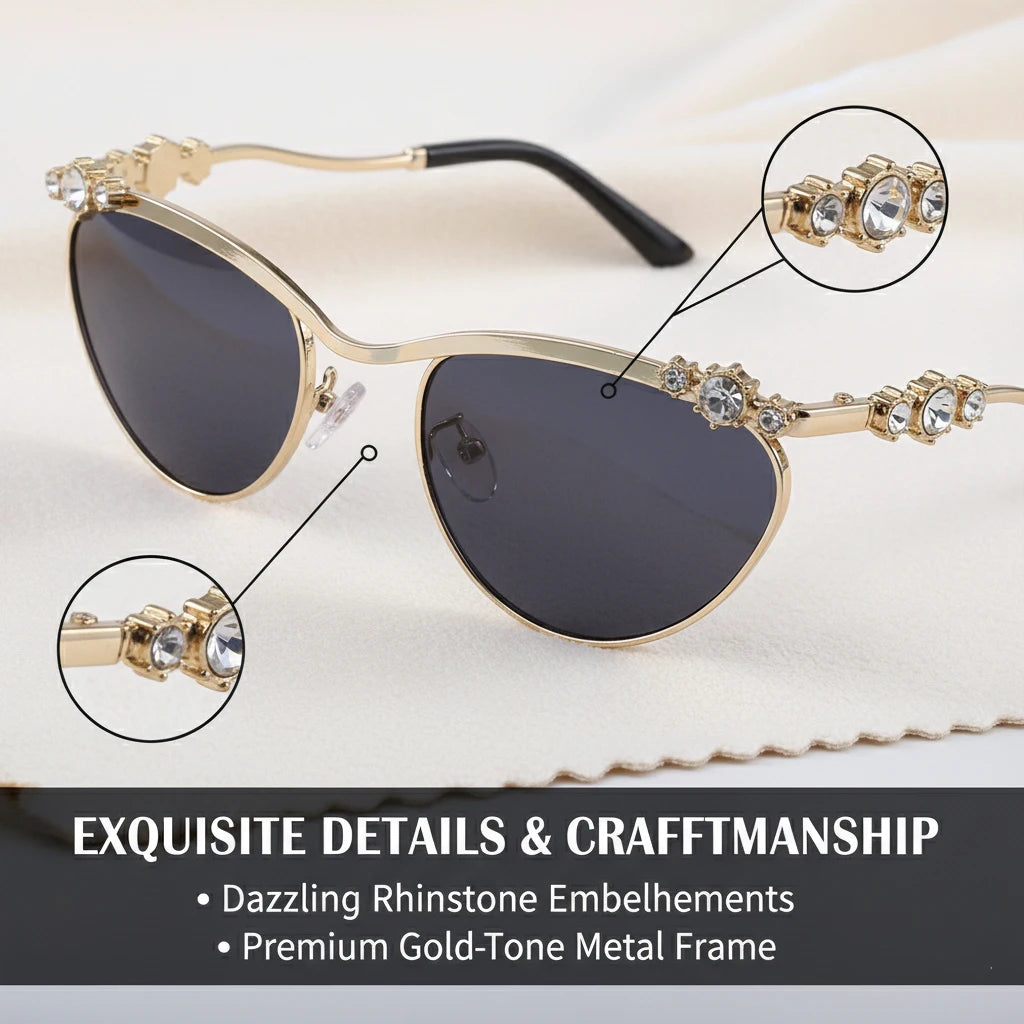 Sexy Cat Eye Punk Sunglasses for Women 2025 – Luxury Brand Metal Rhinestones Sun Glasses | Trendy Classic Shades for Ladies