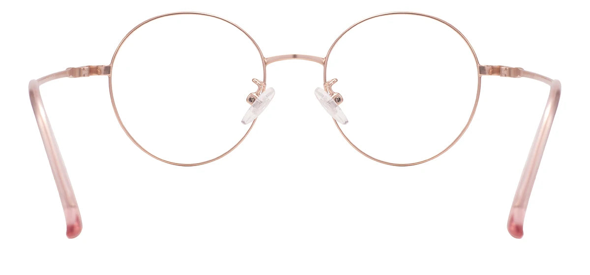 Colorful Round Metal Pink Glasses Frame – Luxury Unisex Full Rim Prescription Eyewear