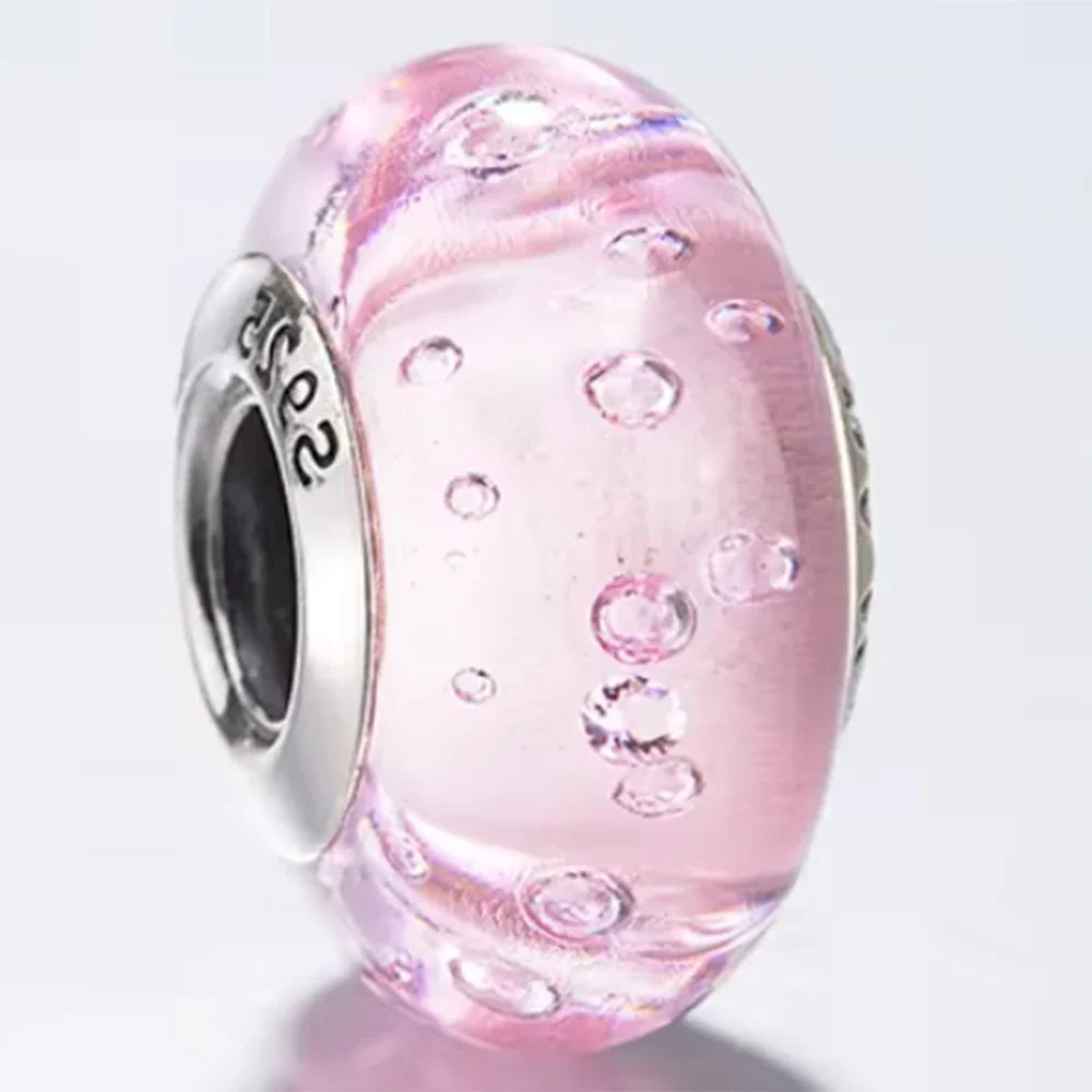 Original Murano Glass 925 Sterling Silver Butterfly Flower Leaf Rainbow Charm Bead | Cosmic DIY Bracelet Jewelry Gift for Women