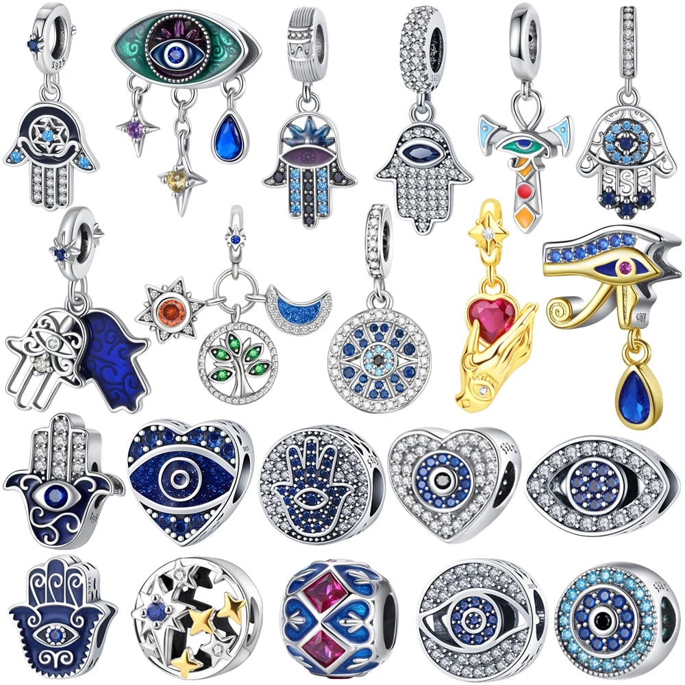 2025 New 925 Sterling Silver All-Seeing Eye Hamsa Hand Charm | Fits Pandora Bracelet & Women’s DIY Jewelry