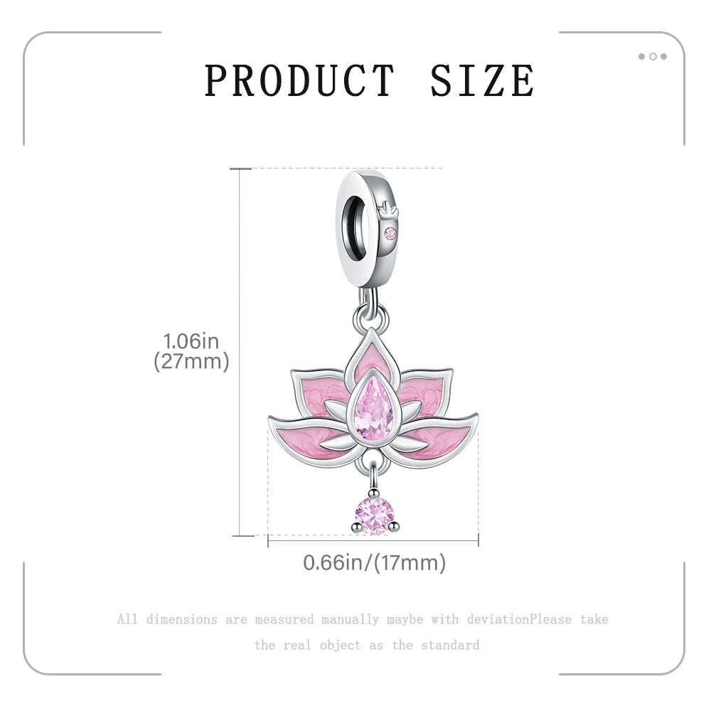 925 Sterling Silver Lotus Charm Bead | Fit Pandora Bracelet DIY Women’s Fashion Jewelry