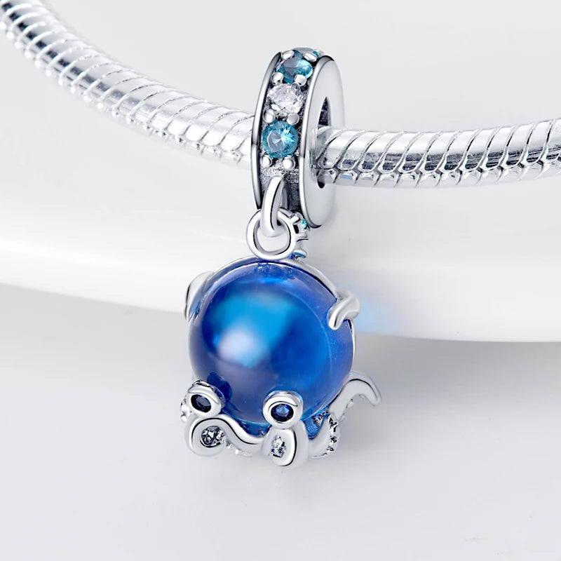 Blue Ocean Series 925 Sterling Silver Turtle Crab Mermaid Charms for 3mm Bracelet