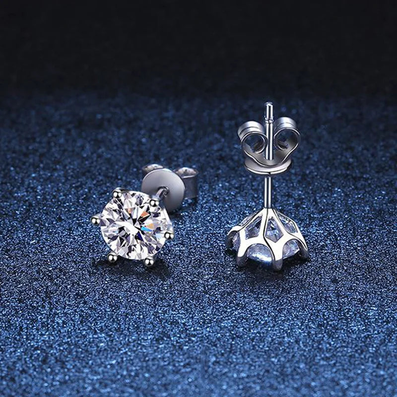 BIJOX STORY 925 Sterling Silver Moissanite Screw Stud Earrings – D Color Diamond Wedding Jewelry