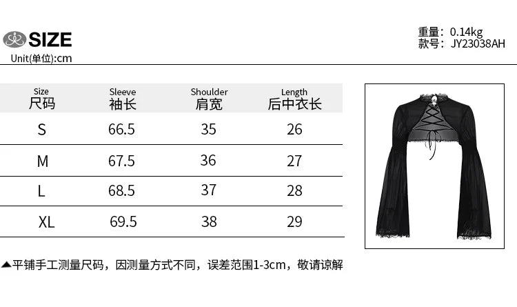 Dark Black Goth Top | Women’s Vintage Flared Sleeve Gothic T-Shirt Y2K Party Wear