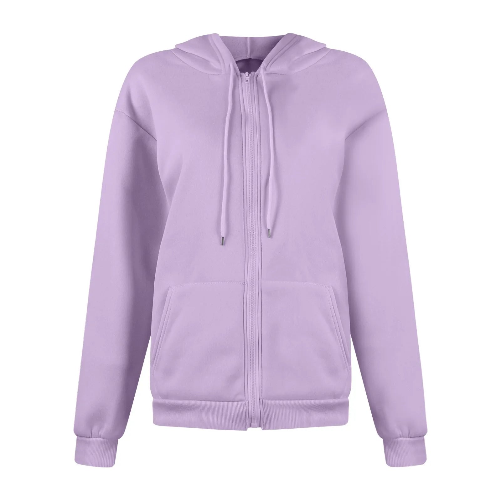 Autumn & Spring Women’s Zip Up Hoodie | Korean Style Casual Drawstring Sweatshirt Cardigan