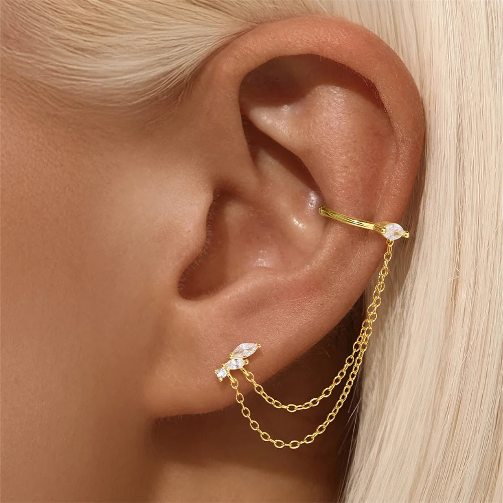 CANNER 925 Sterling Silver Horse Eye Tassel Zircon Drop Earrings – Minimalist Geometric Jewelry for Women