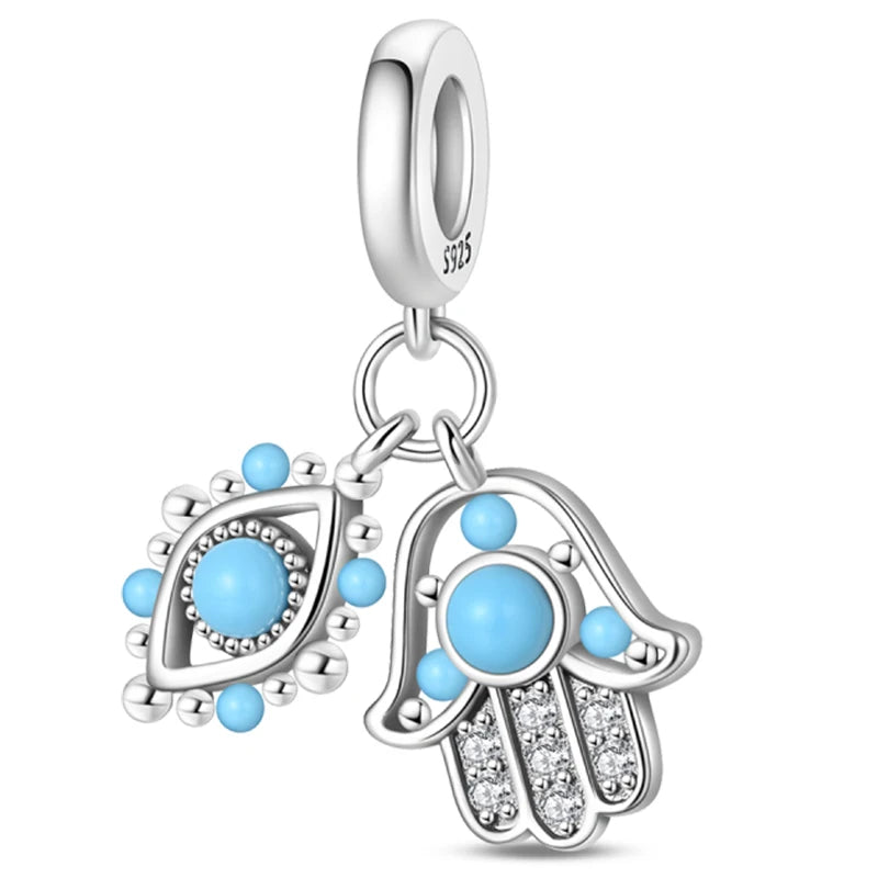 Original 925 Sterling Silver Luminous Lantern & Magic Cat Charm Bead | Glowing Angel Jungle Pendant for Bracelet Jewelry