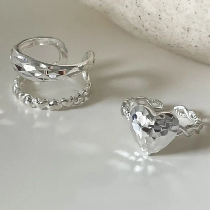 VENTFILLE 925 Sterling Silver Love Heart Ring – Double Layer Irregular Minimalist Women’s Jewelry Gift